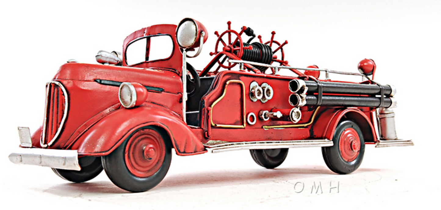 1938 Ford Fire Engine Truck Model, Red - 1:40 Scale