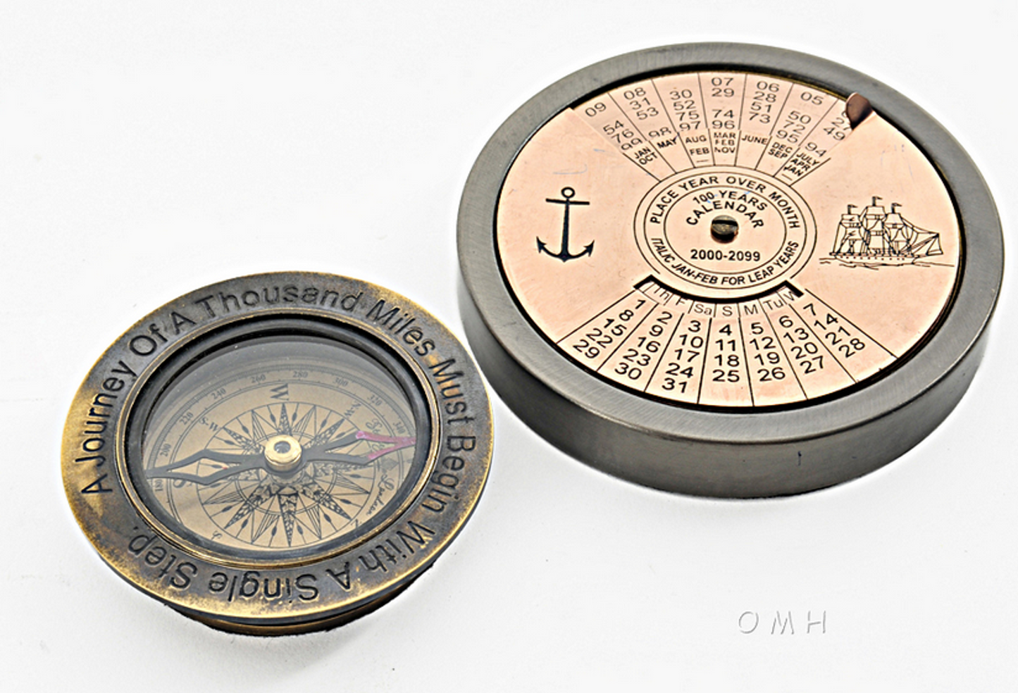 Nautical 100-Year Calendar & Compass Decor Set
