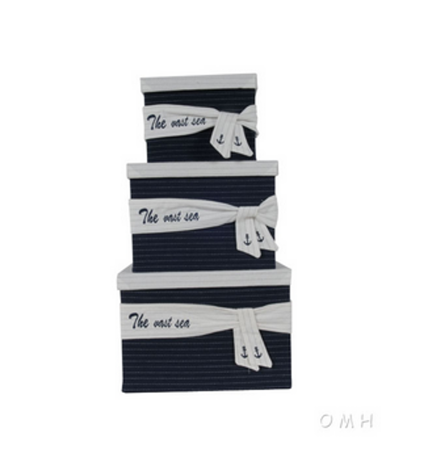 Anne Home Set of 3 Covered Fabric Storage Boxes