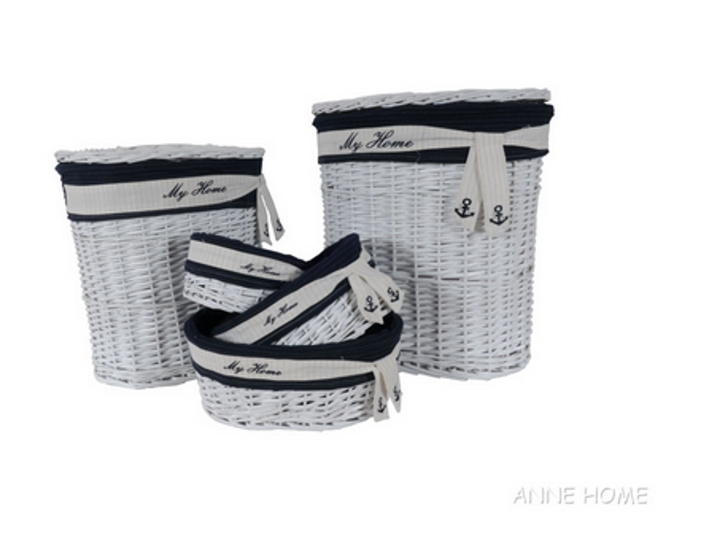 Anne Home Set of 5 Oval Willow Storage Baskets