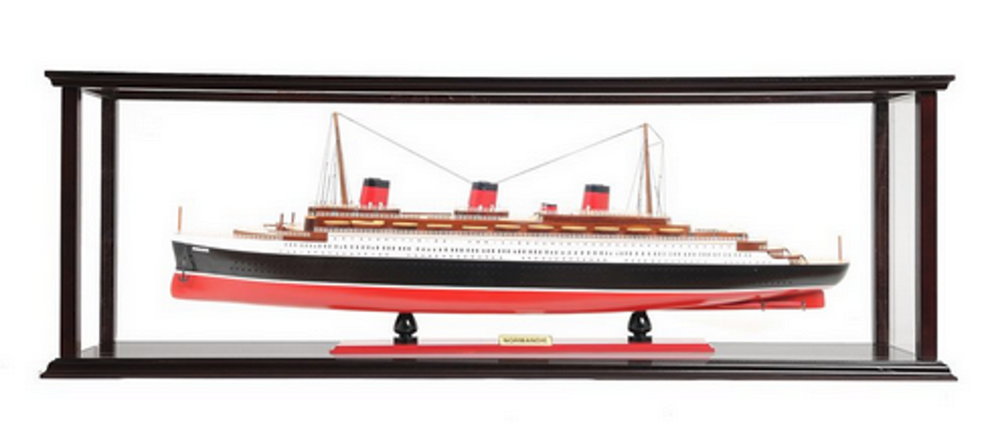 T.S.S. Normandie Large Wood Model Ocean Liner with Case