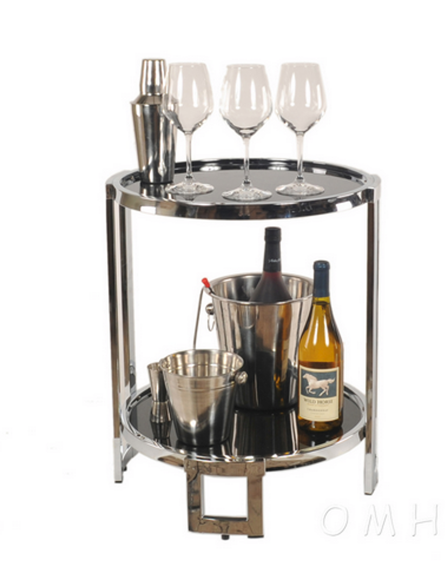 Chrome-Framed Round End Table with Tempered Glass