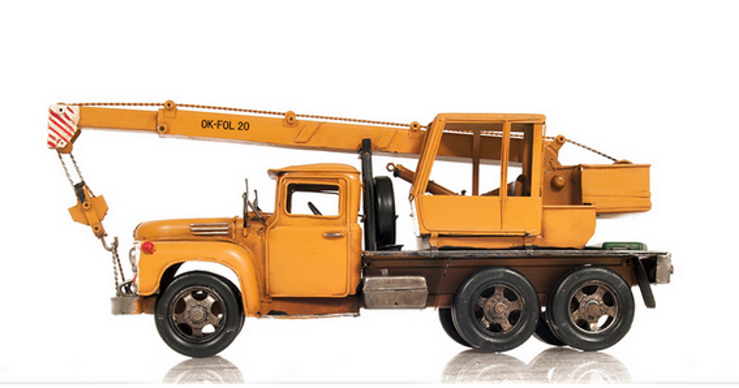 Handmade Tin Crane Scale Model Truck
