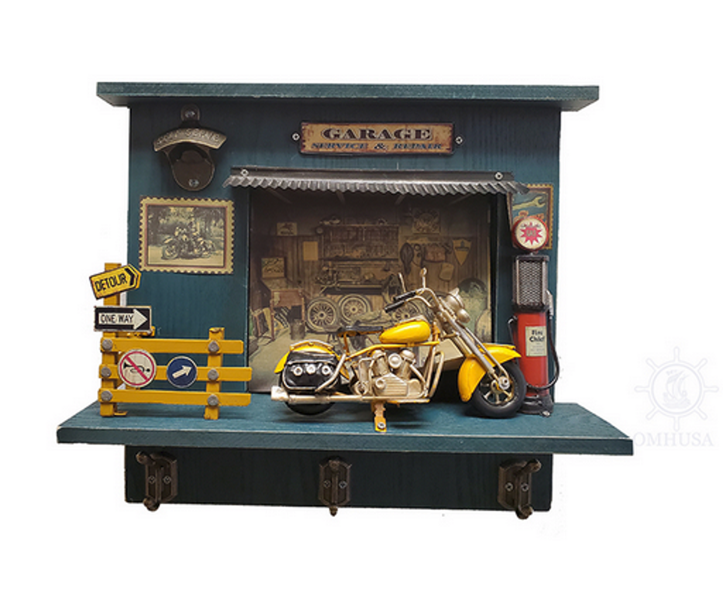 Handmade Harley Motorcycle Shadow Box with Bottle Opener