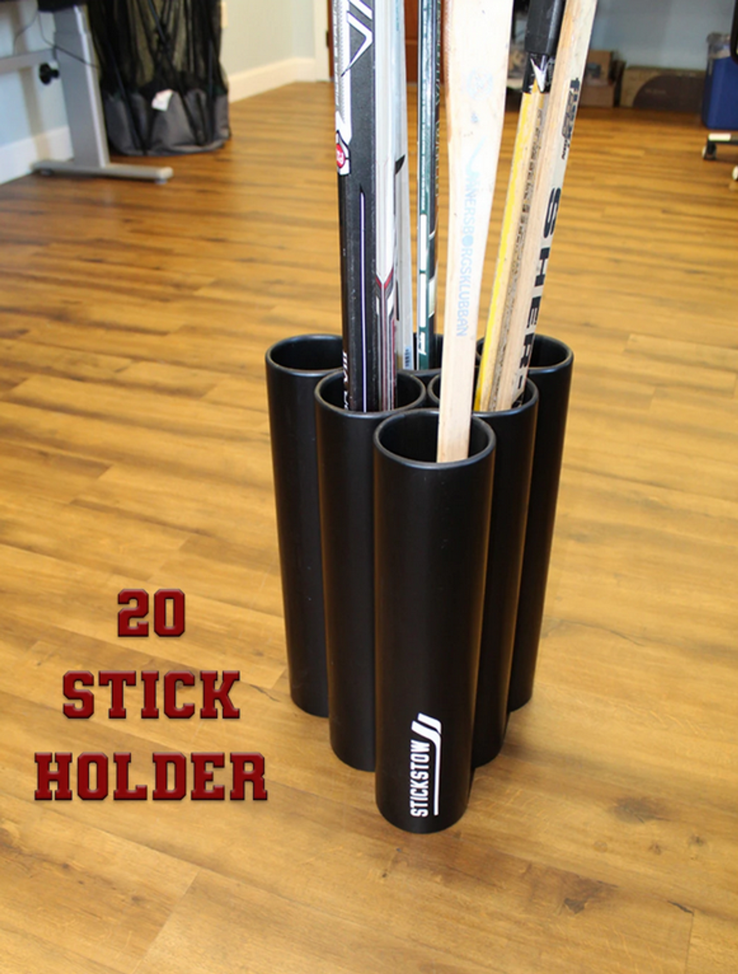 Stickstow Pro Hockey Stick Holder Rack – 6-Tube (Holds 15–25 Sticks)