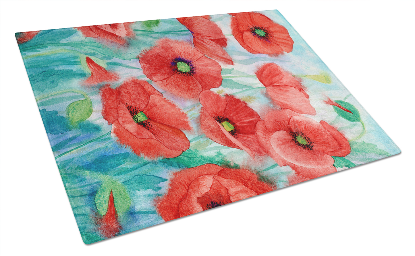 Flower Art Tempered Glass Cutting Board, Large 12 x 15