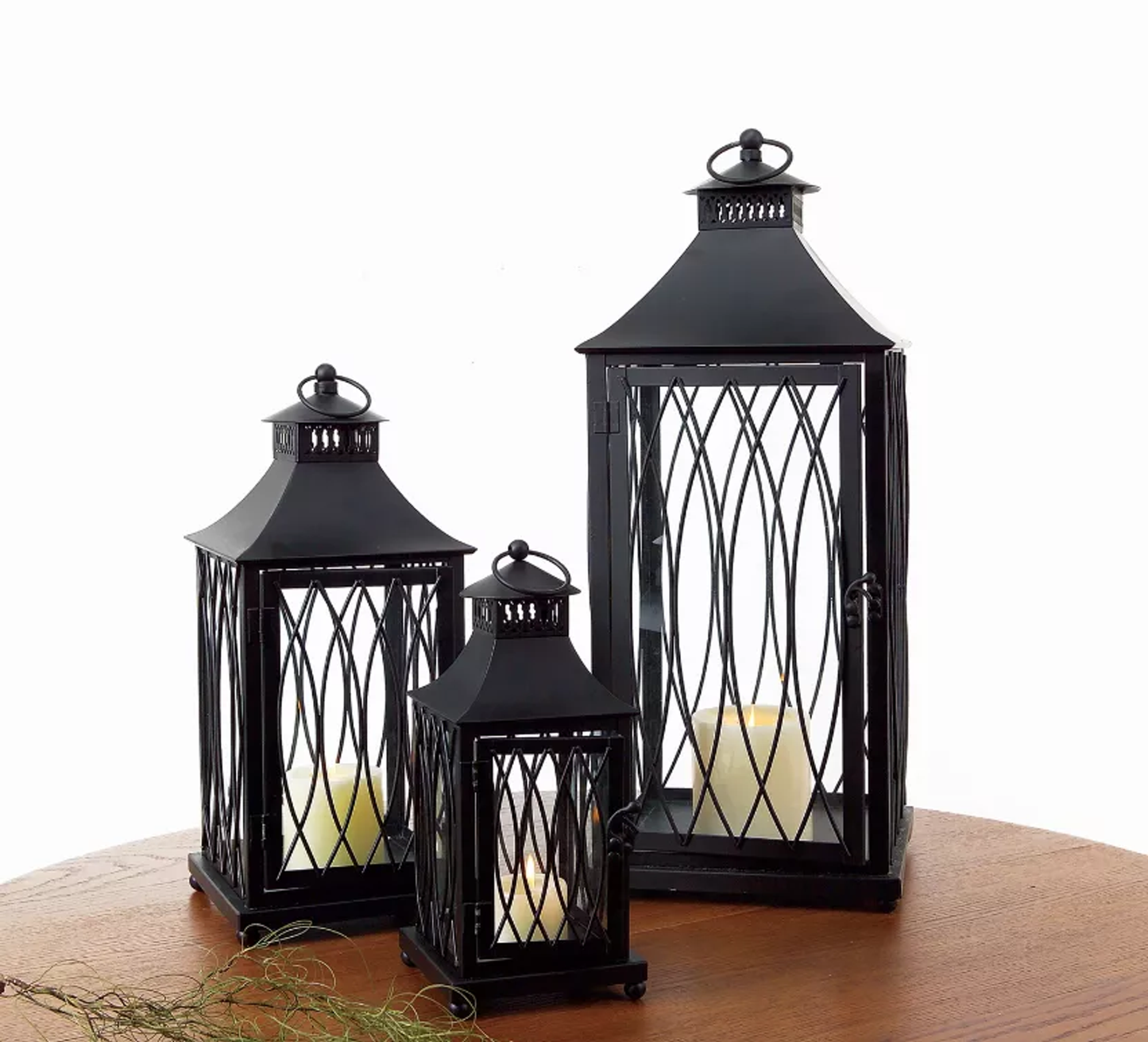 Metal & Glass Lanterns, Set of 3 (11.5-24 in)