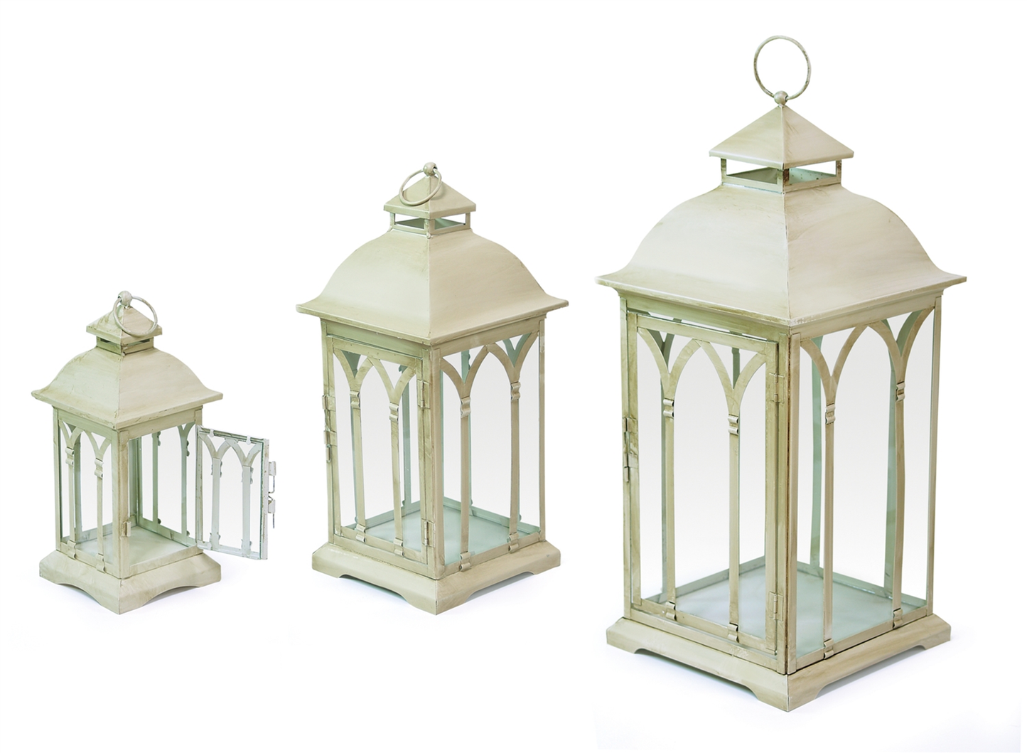 Metal & Glass Lanterns, Set of 3 (11-21 in, Classic)