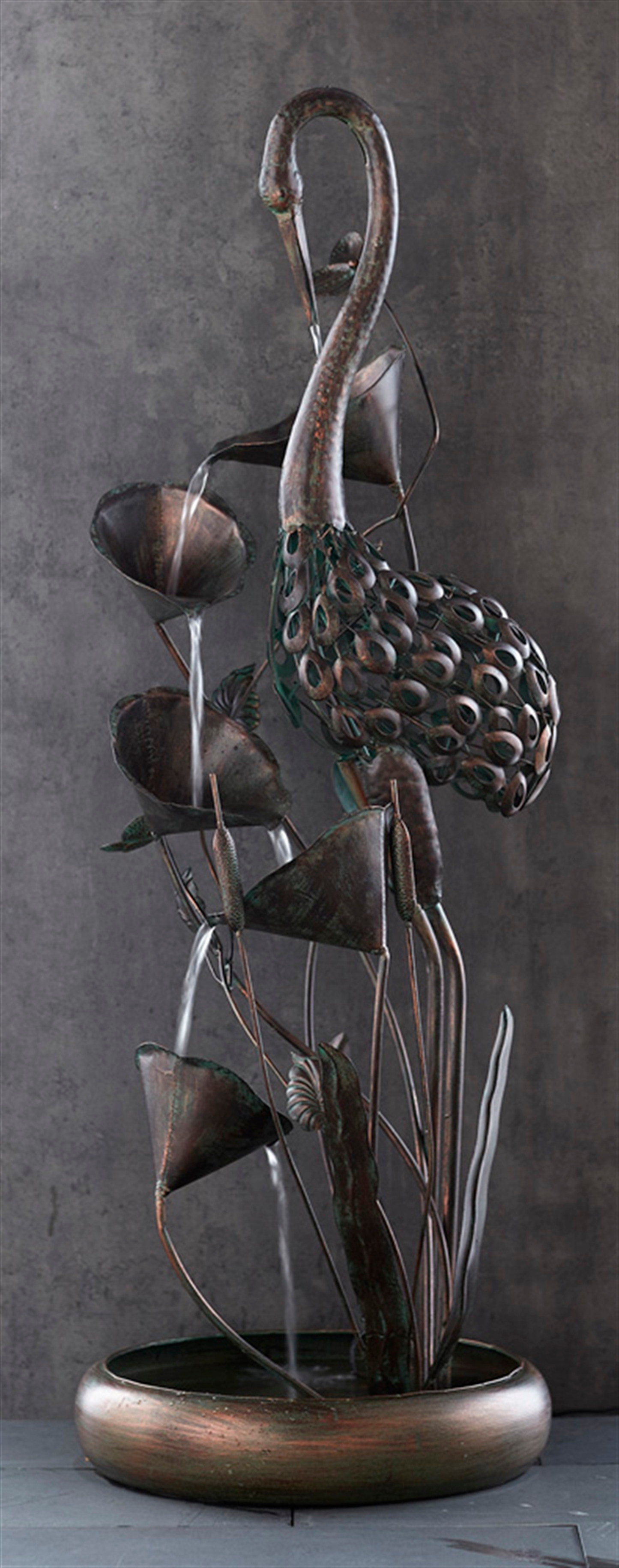 Crane Metal Garden Fountain