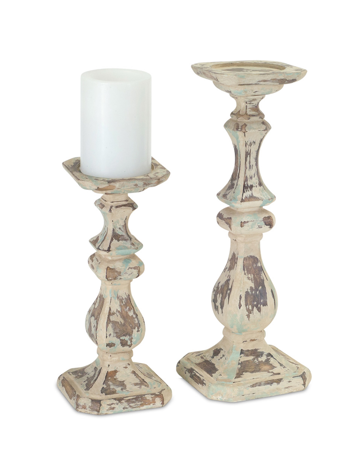 Polystone Candle Holder, Set of 2 (10"H, 14"H)