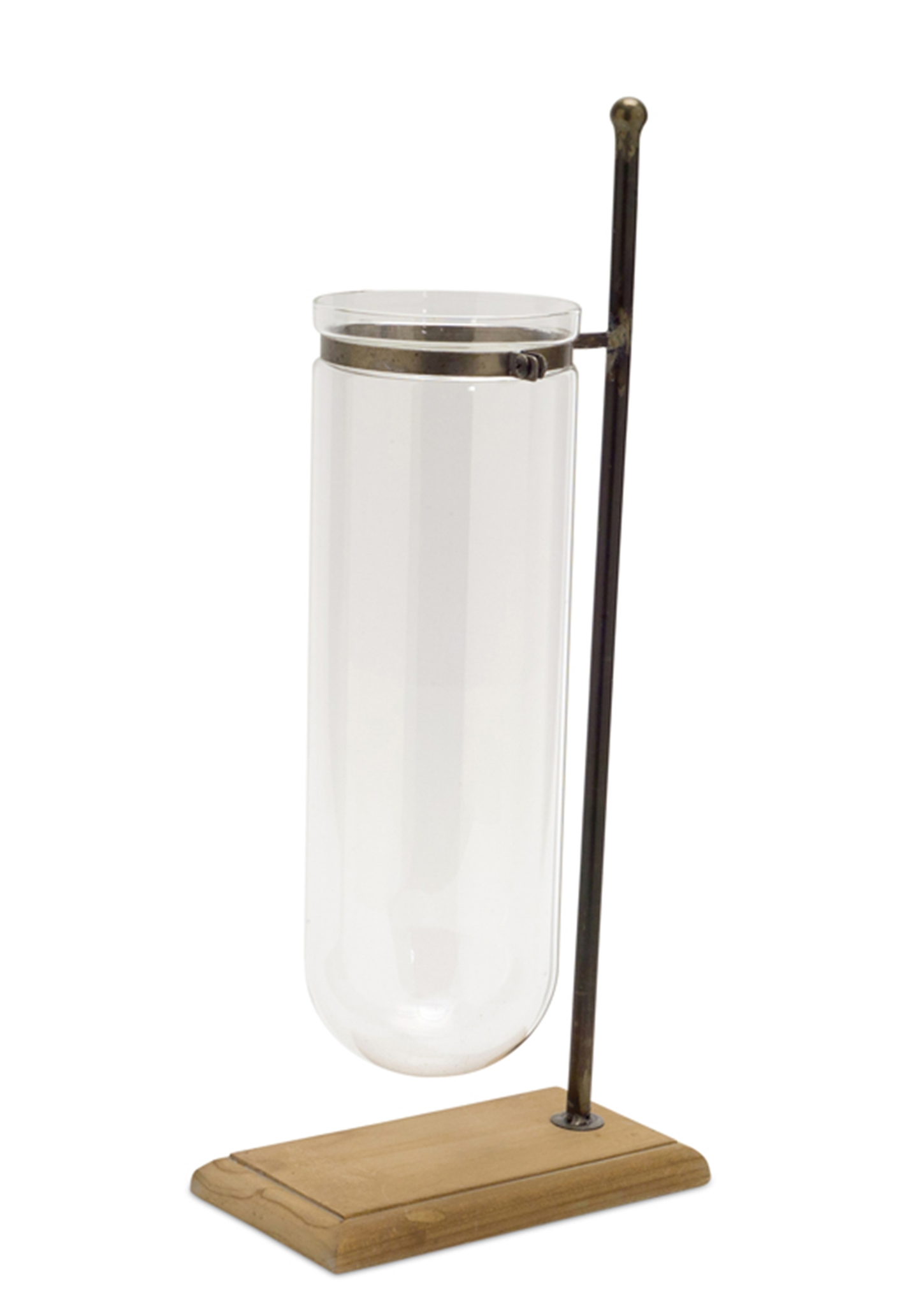 Vase on Stand (Set of 2) 17.5"H Glass/Wood/Metal