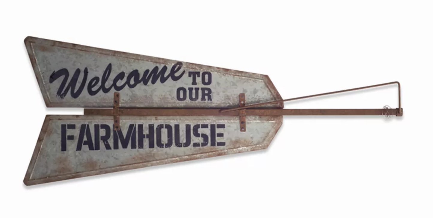Farmhouse Welcome Wall Plaque, 48"W Metal