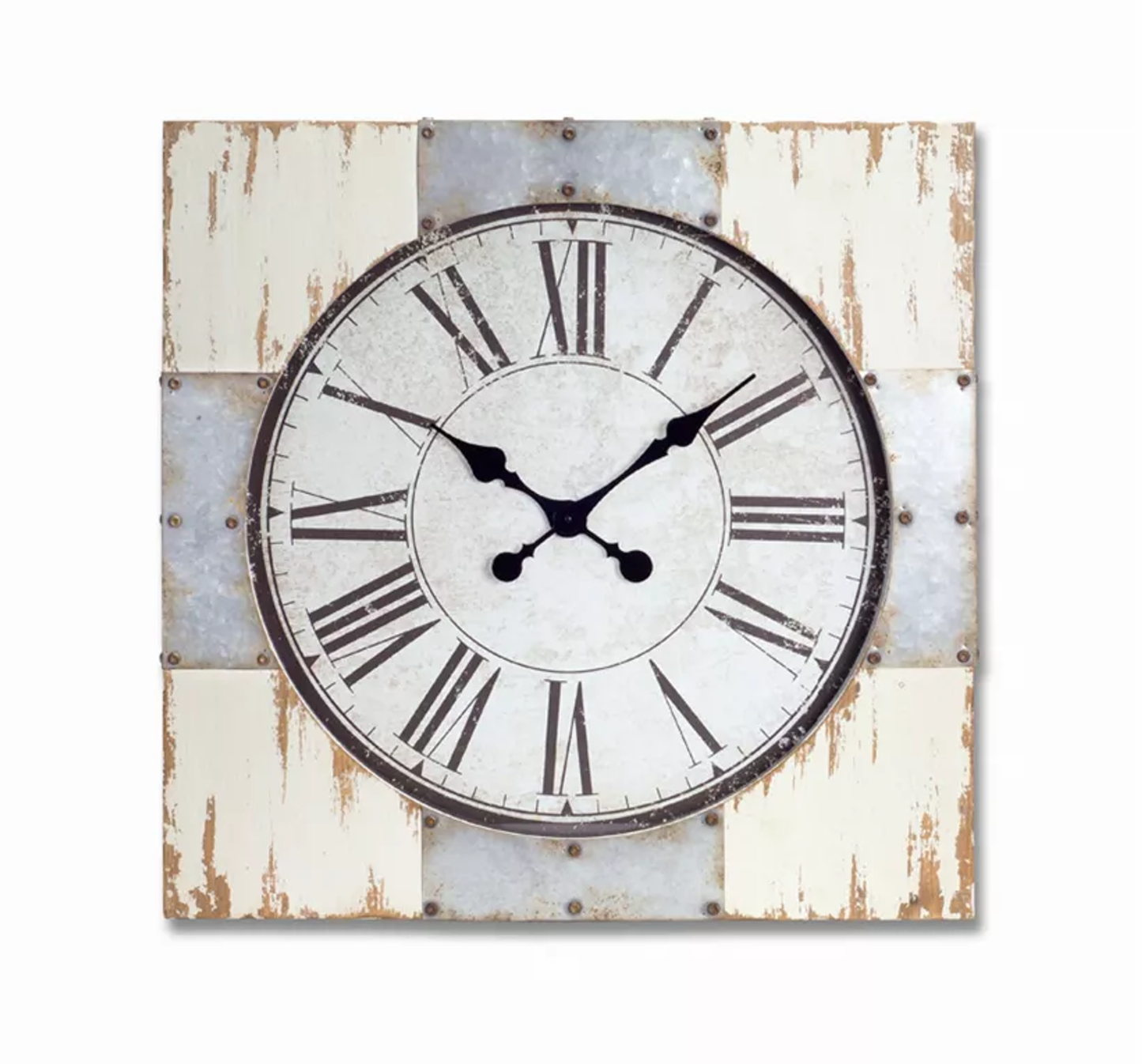 Metal, Wood & Glass Wall Clock, 27.5"