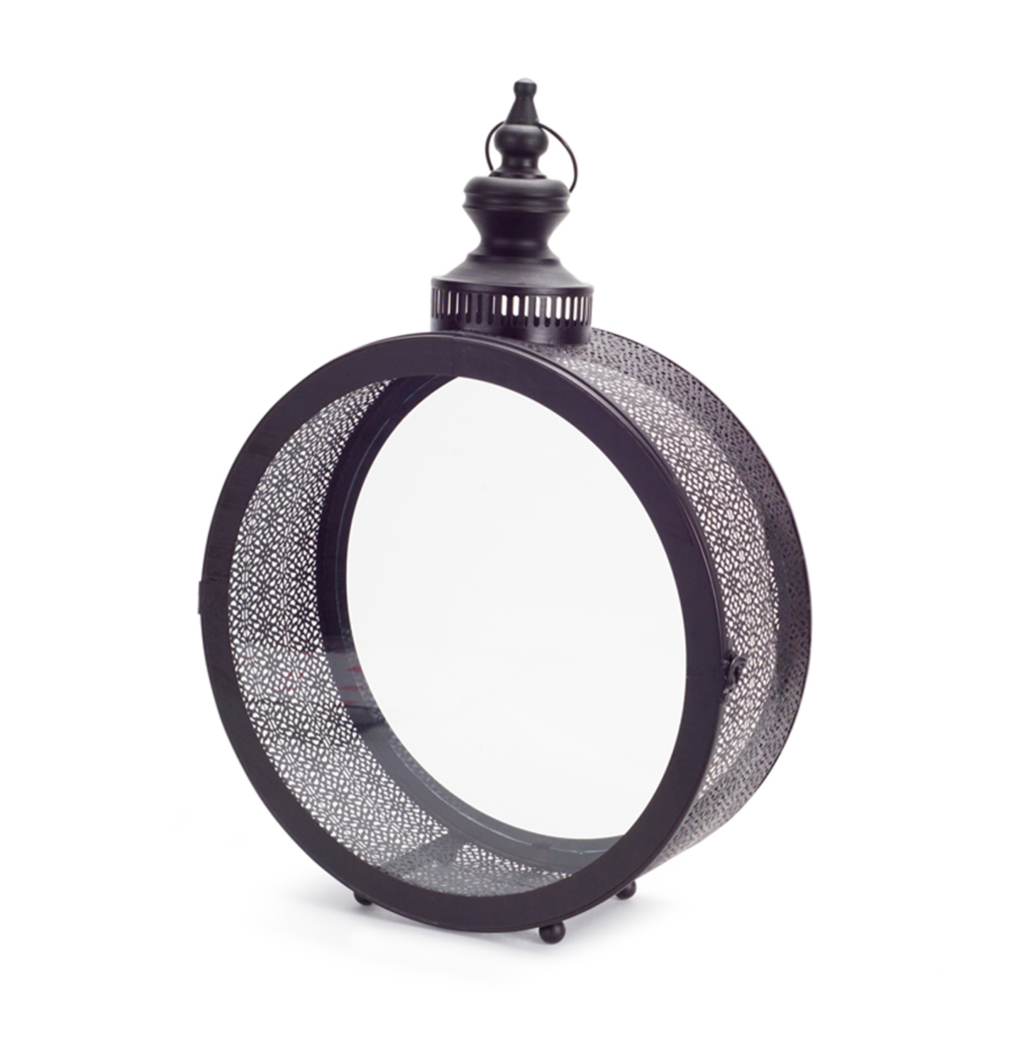 Punched Metal & Glass Lantern, 22"H