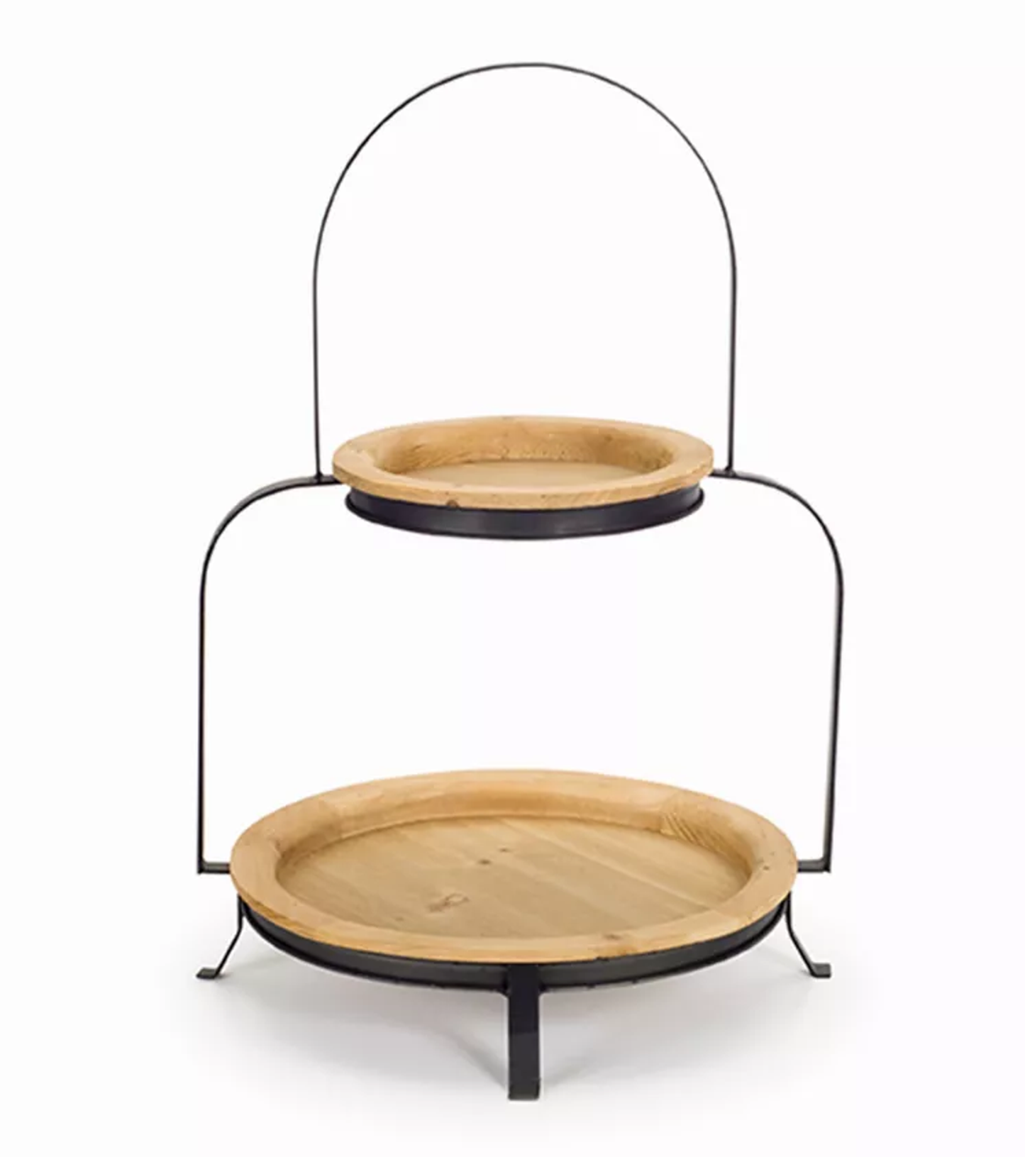 Double Compartment Wood & Metal Tray, 23.75"H