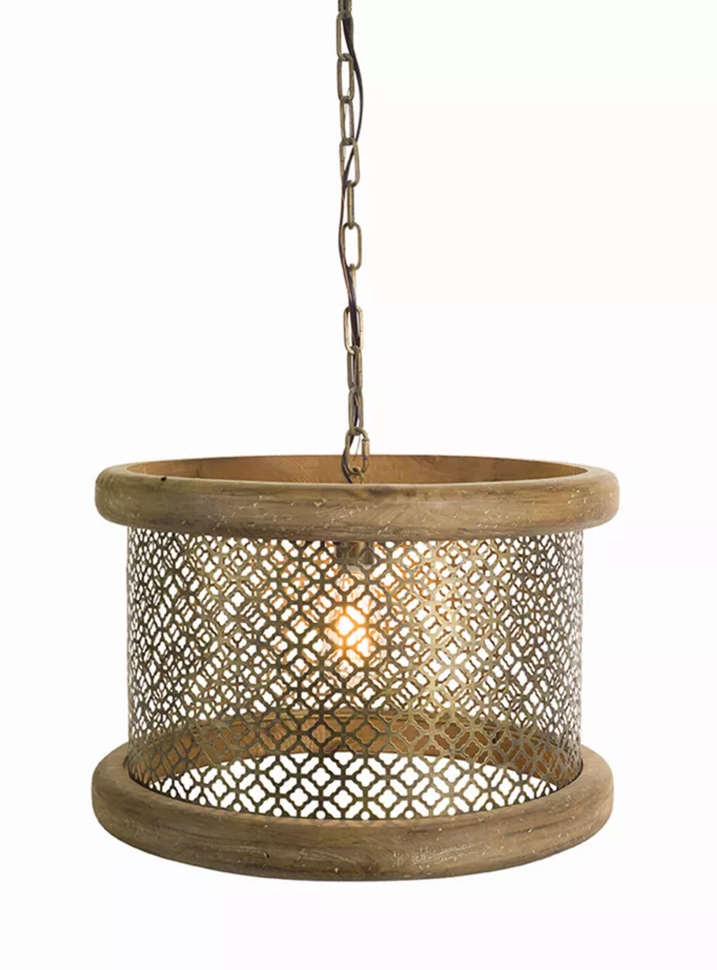 Wood & Iron Hanging Lamp, 52.5"H