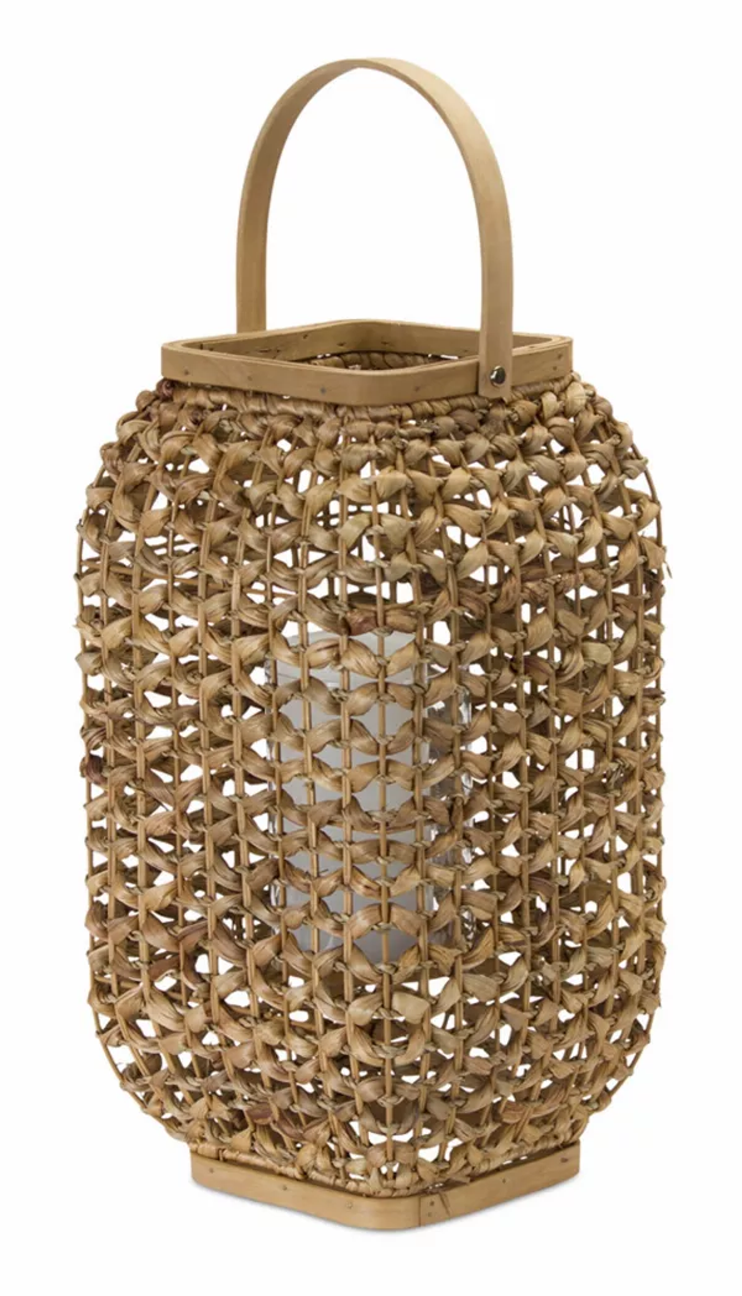 Melrose Wicker & Glass Lantern, 21.5"H