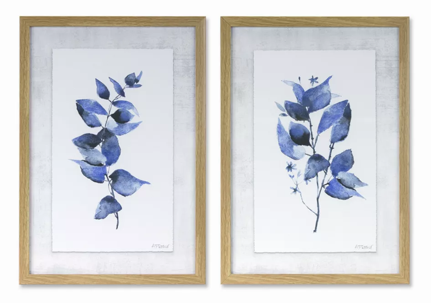 Framed Leaf Wall Art Set of 2, 18.25"