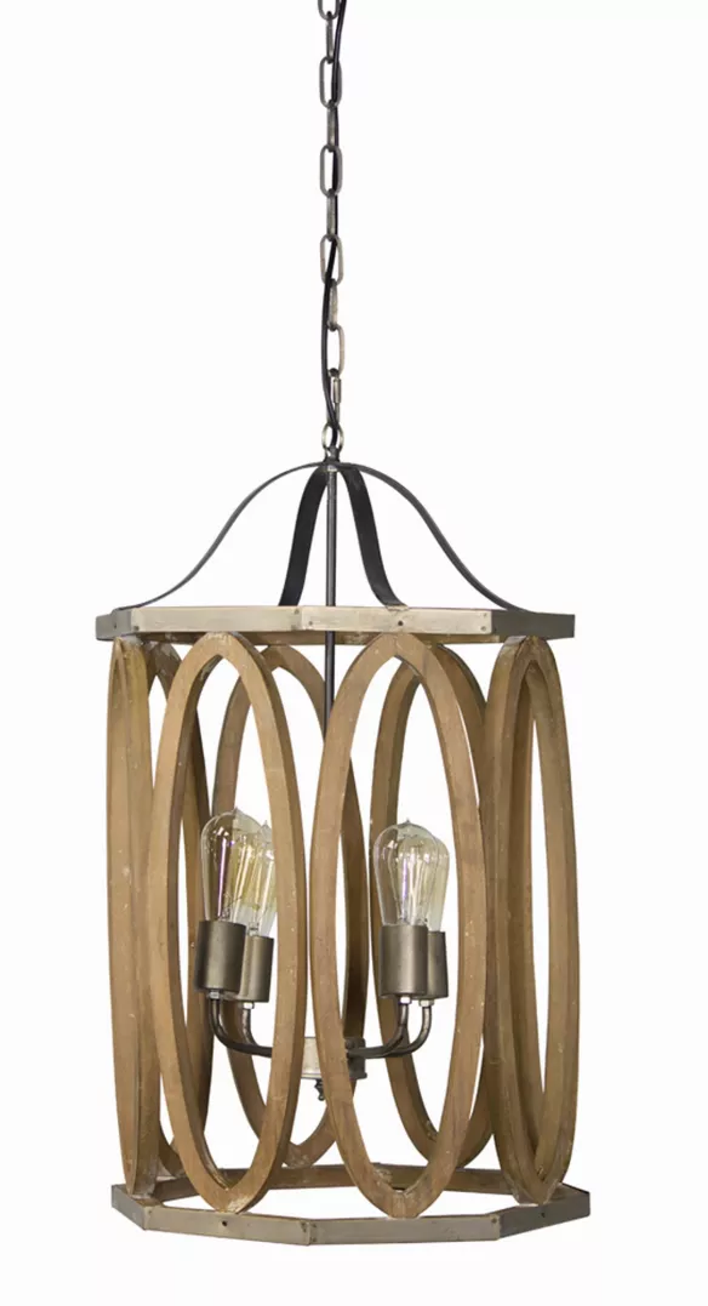 Wood & Iron Hanging Pendant Lamp