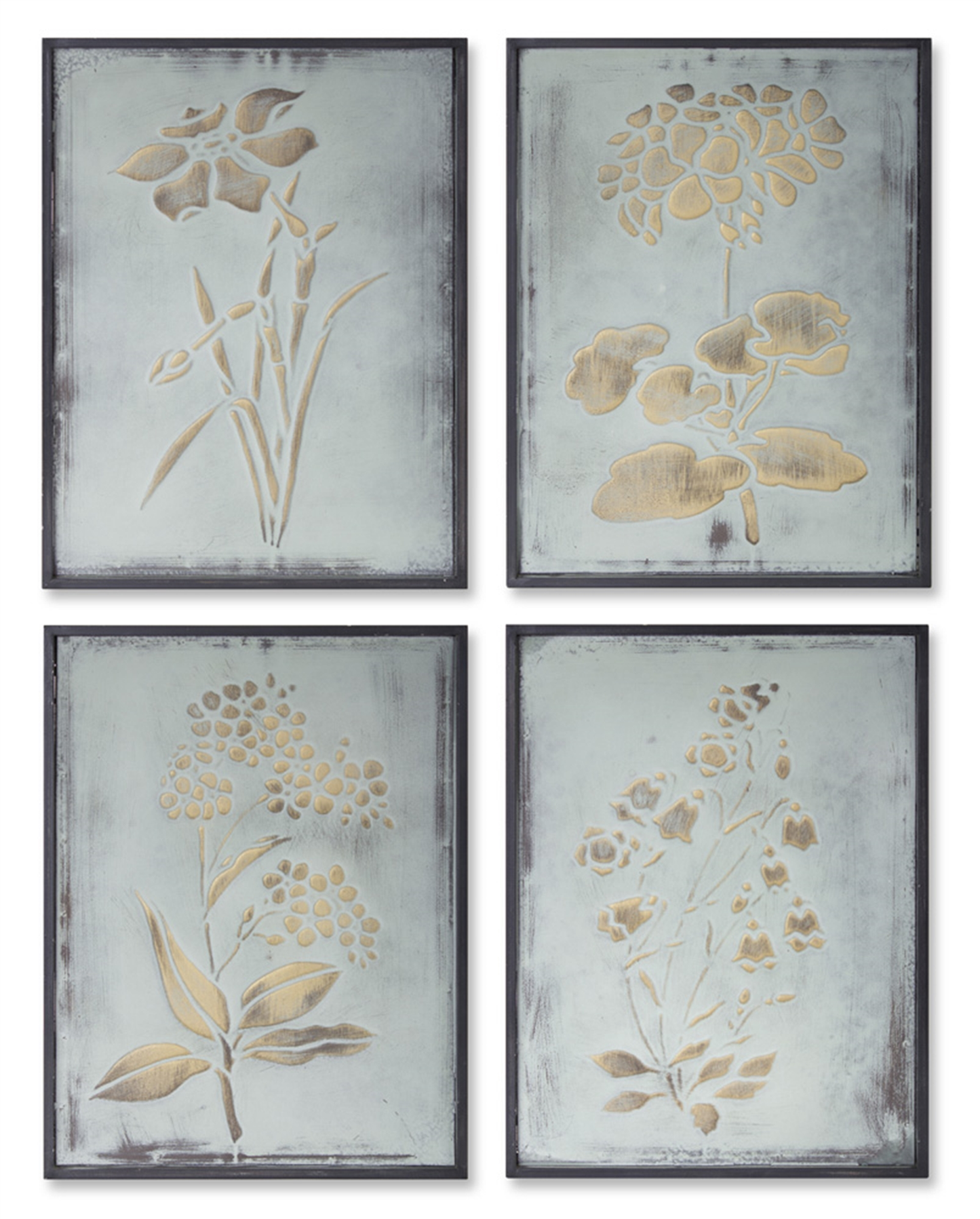 Framed Floral Metal Wall Art Set of 4 - Melrose