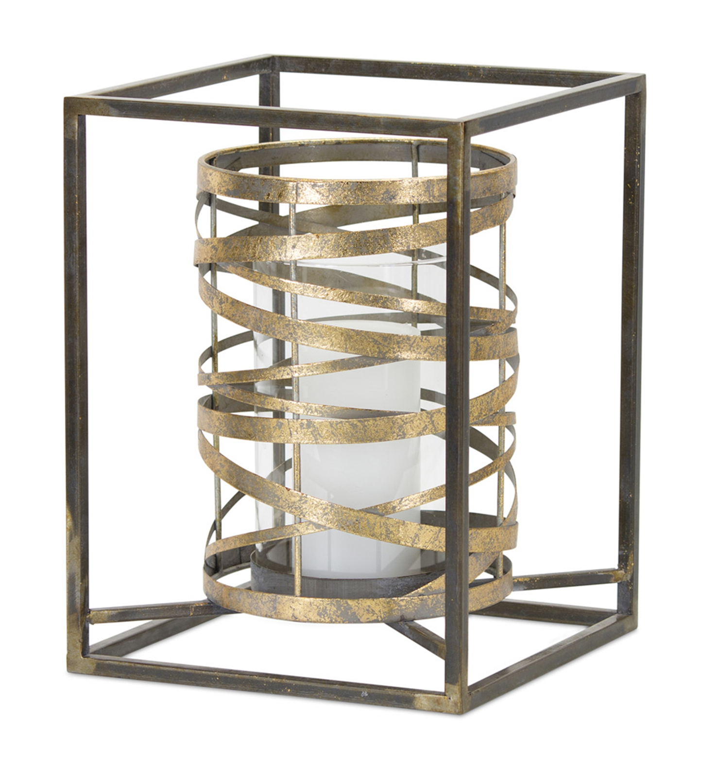 Metal and Glass Candle Holder 13.25" - Melrose Decor