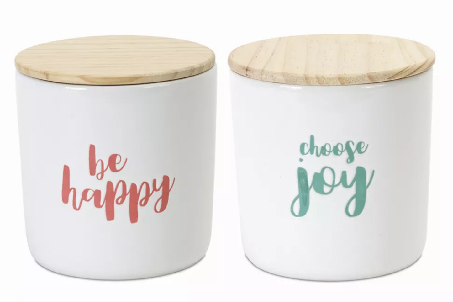 Melrose Wood & Stoneware Canisters, Set of 2