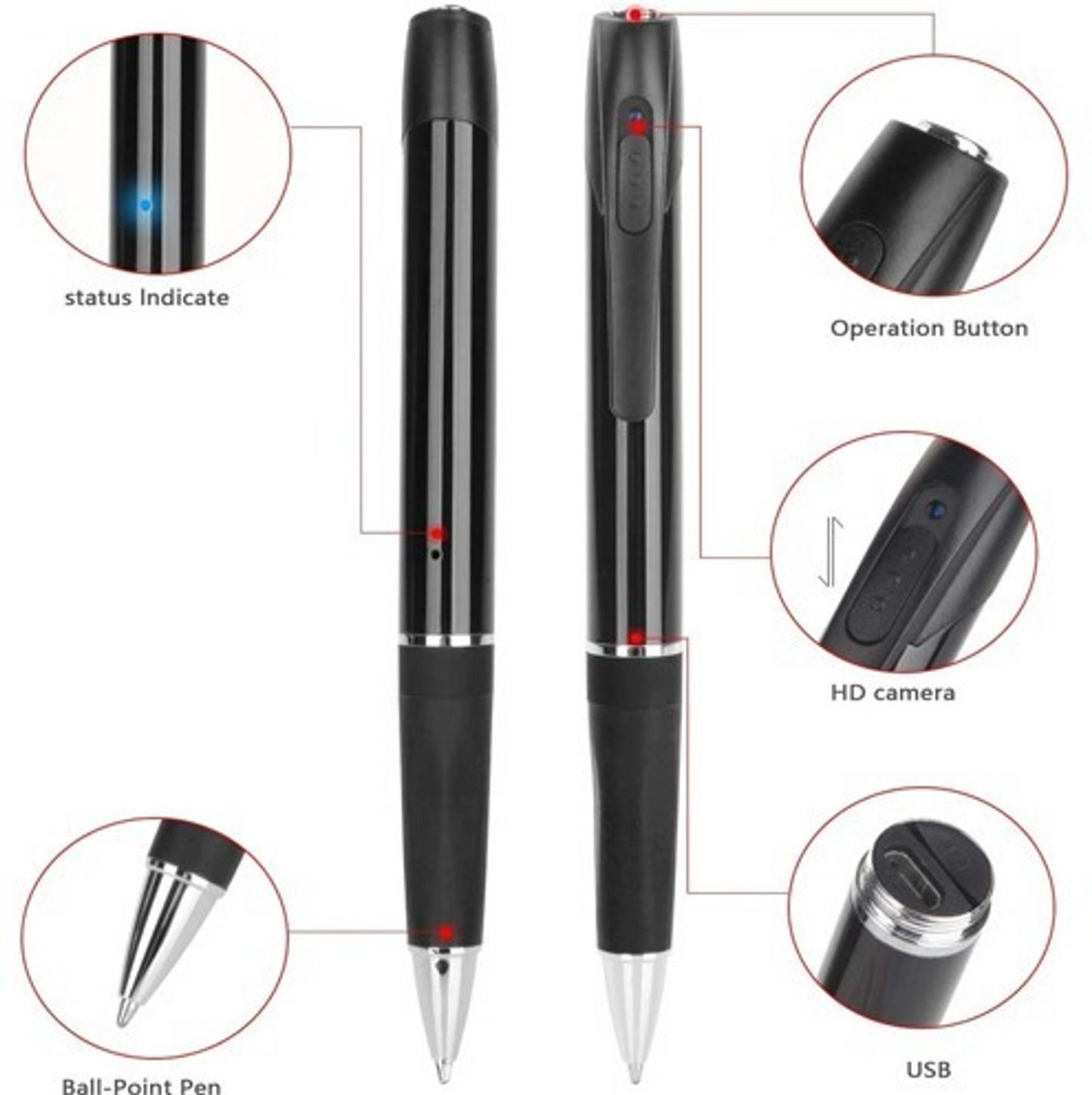 HD Pen Hidden Camera with Built-In DVR