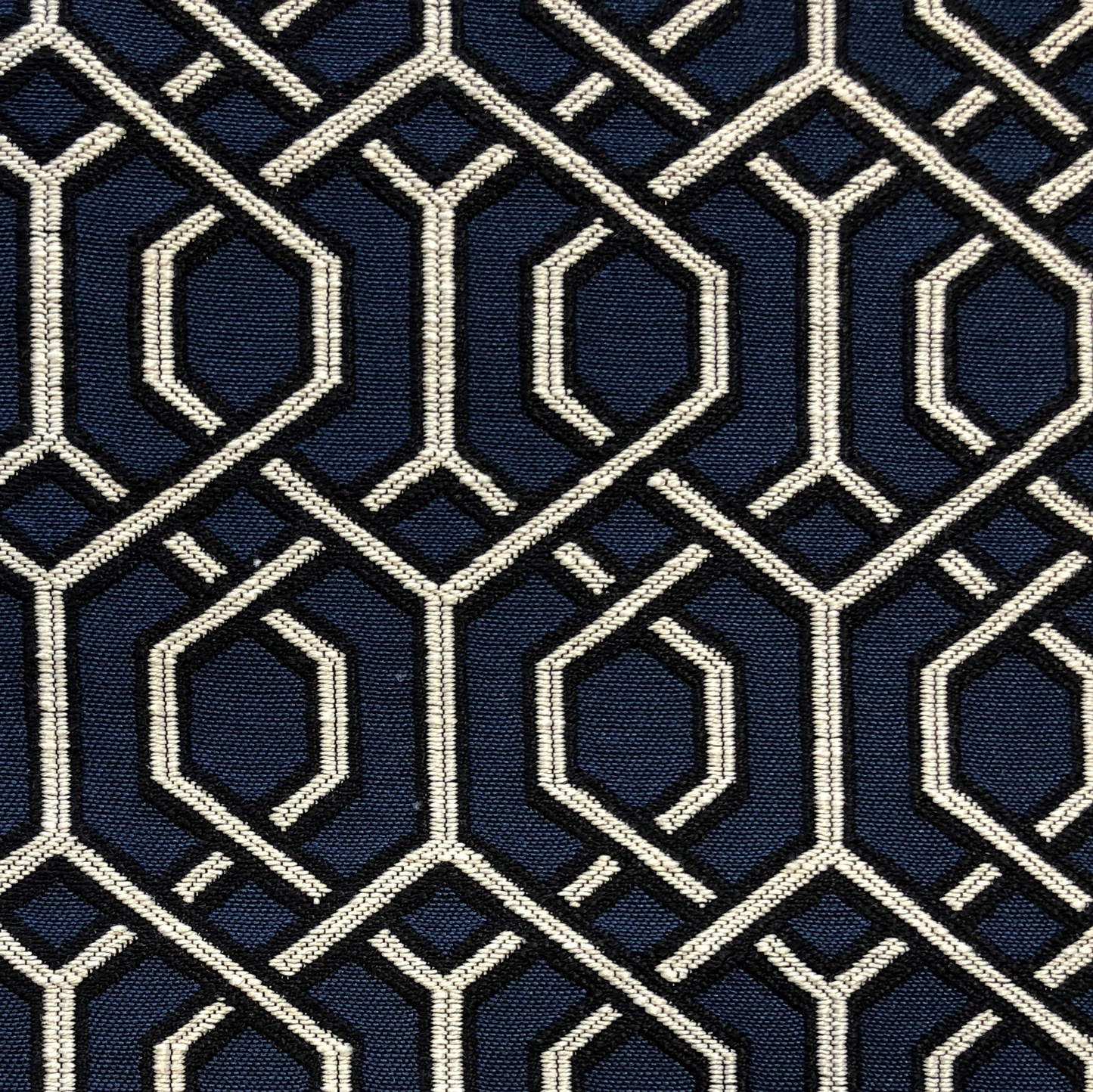 Plutus Midnight Padlock Blue, Black and Beige Luxury Throw Pillow
