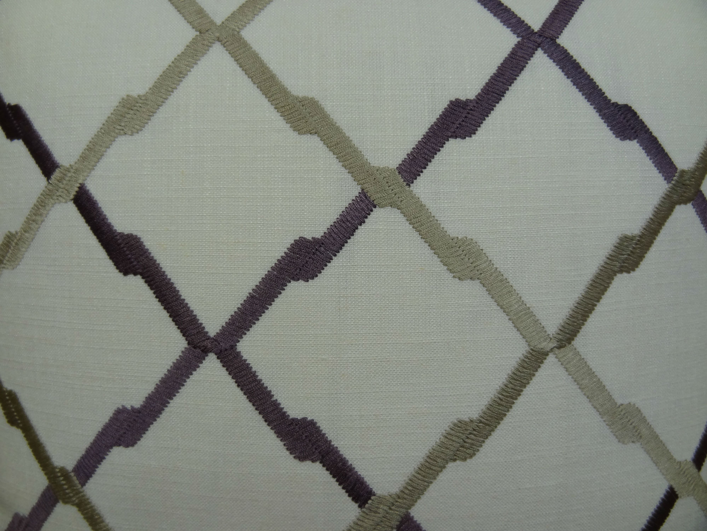 Plutus Valencia White Purple and Taupe Handmade Luxury Pillow
