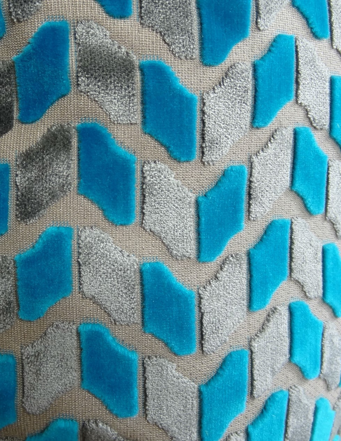 Plutus Castle Crest Turquoise and Gray Handmade Luxury Pillow
