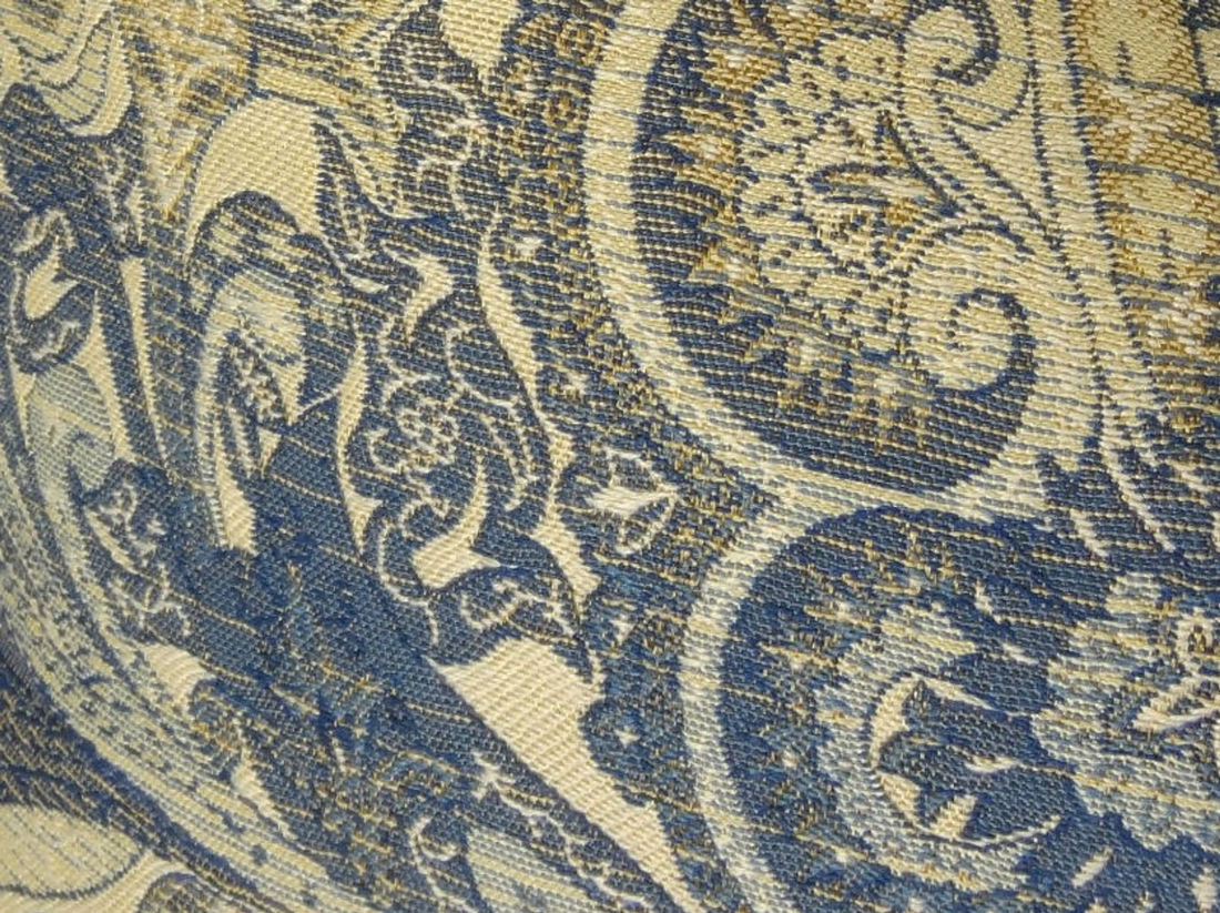 Plutus Myrtle Navy Blue and Taupe Handmade Luxury Pillow