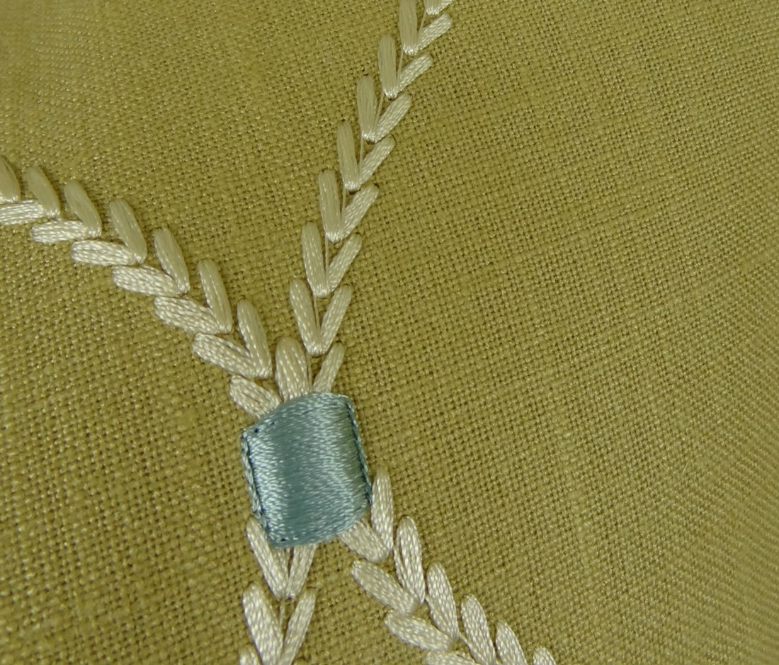 Plutus Abby Taupe White and Blue Handmade Luxury Pillow