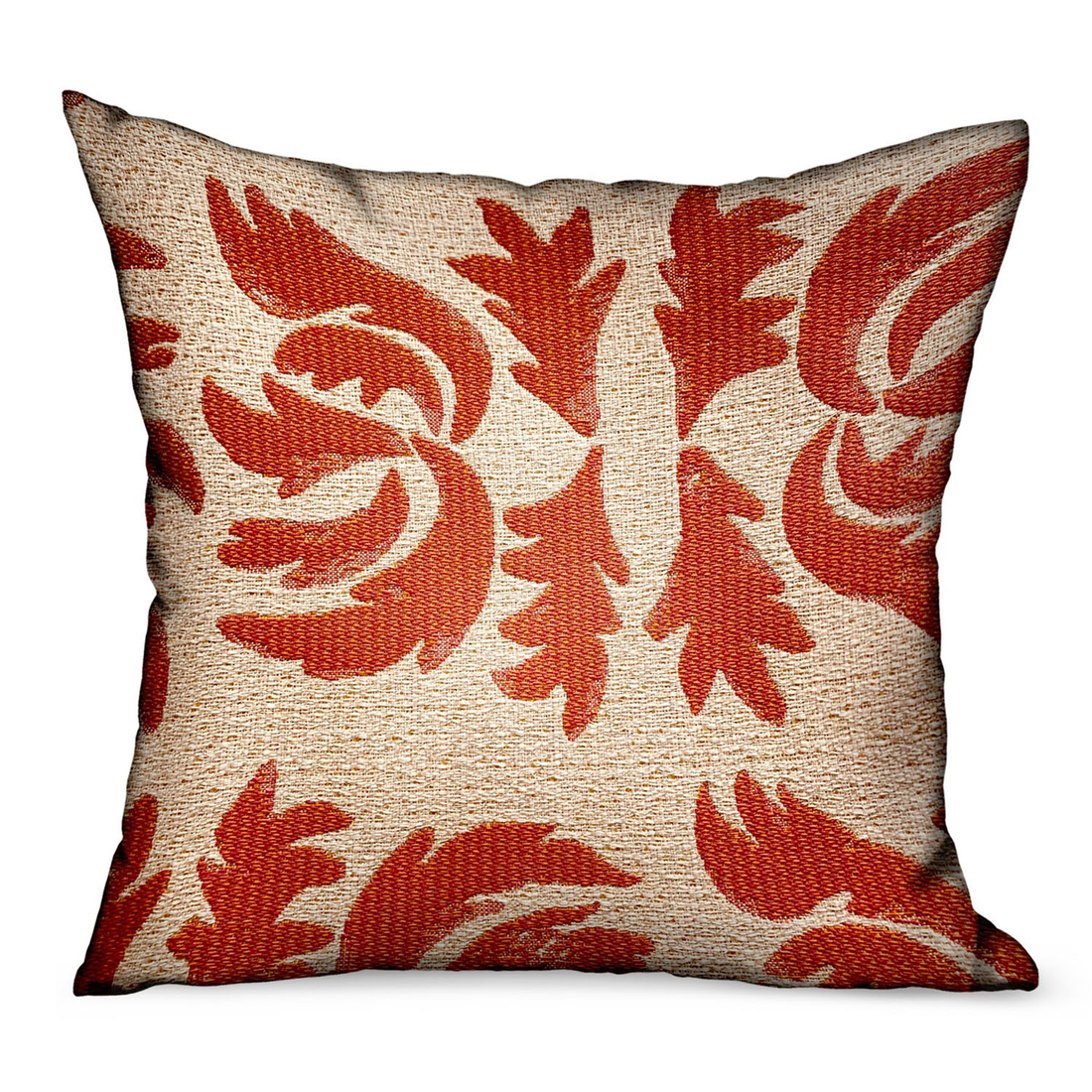 Plutus Claret Leaflet Orange Paisley Outdoor/Indoor Throw Pillow