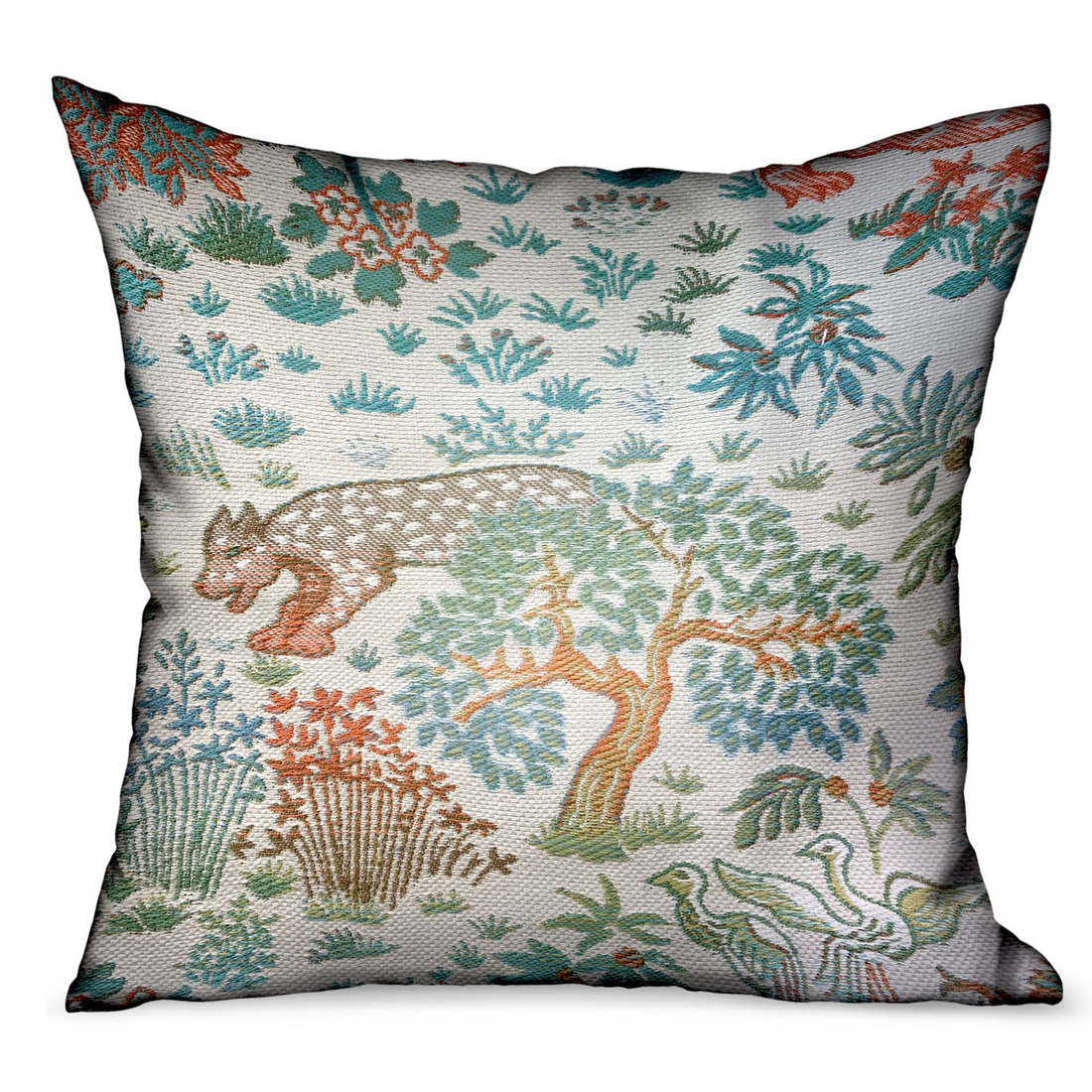 Plutus Wild Jungle Multi Animal Motif Outdoor/Indoor Throw Pillow