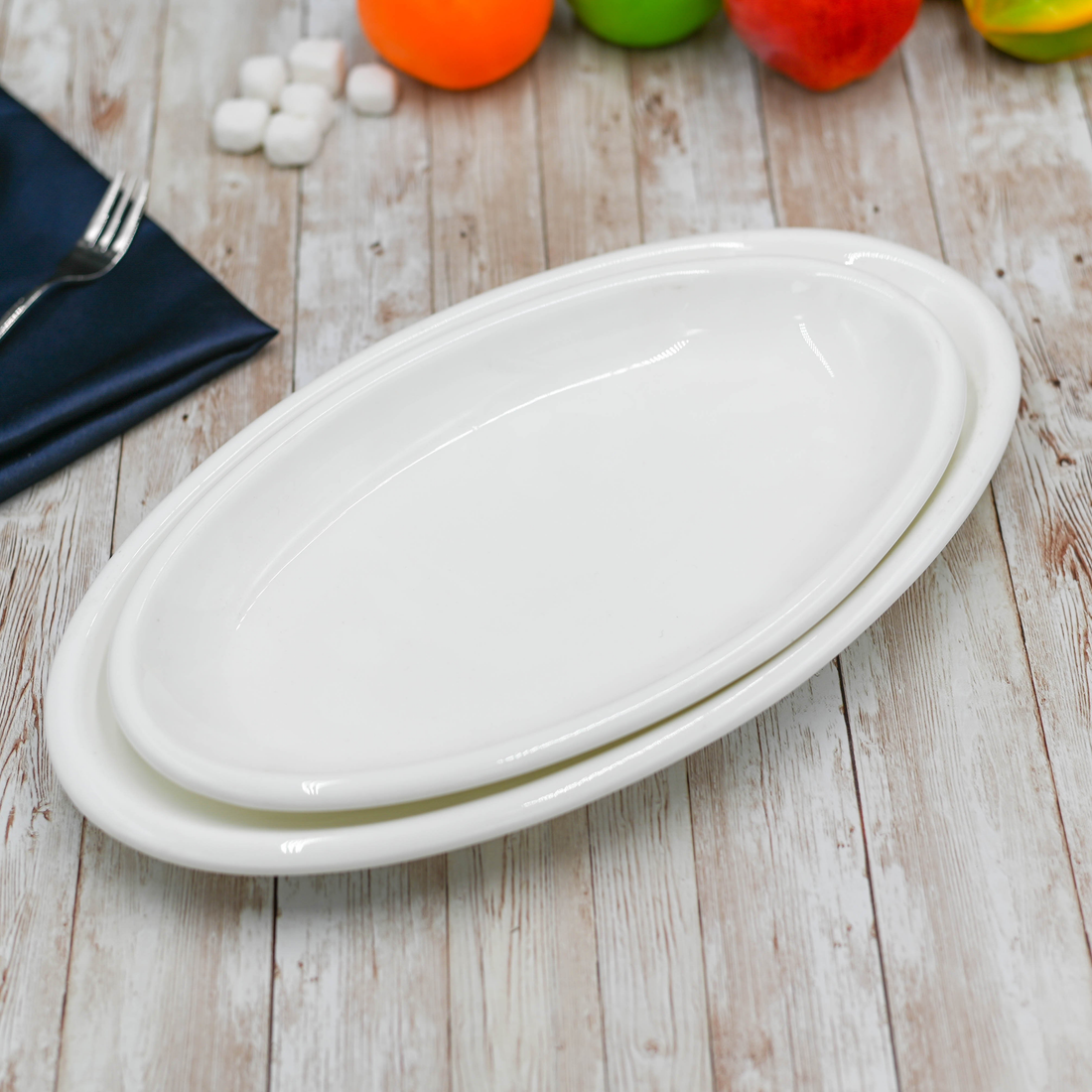 Wilmax White Porcelain Oval Platter, 14.5 in