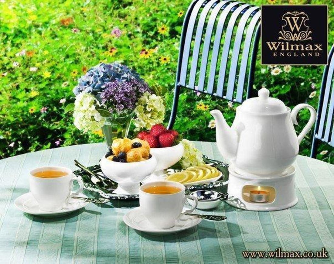 Wilmax Fine Porcelain Coffee Cup and Saucer Set, 4 oz, Round, Set of 6