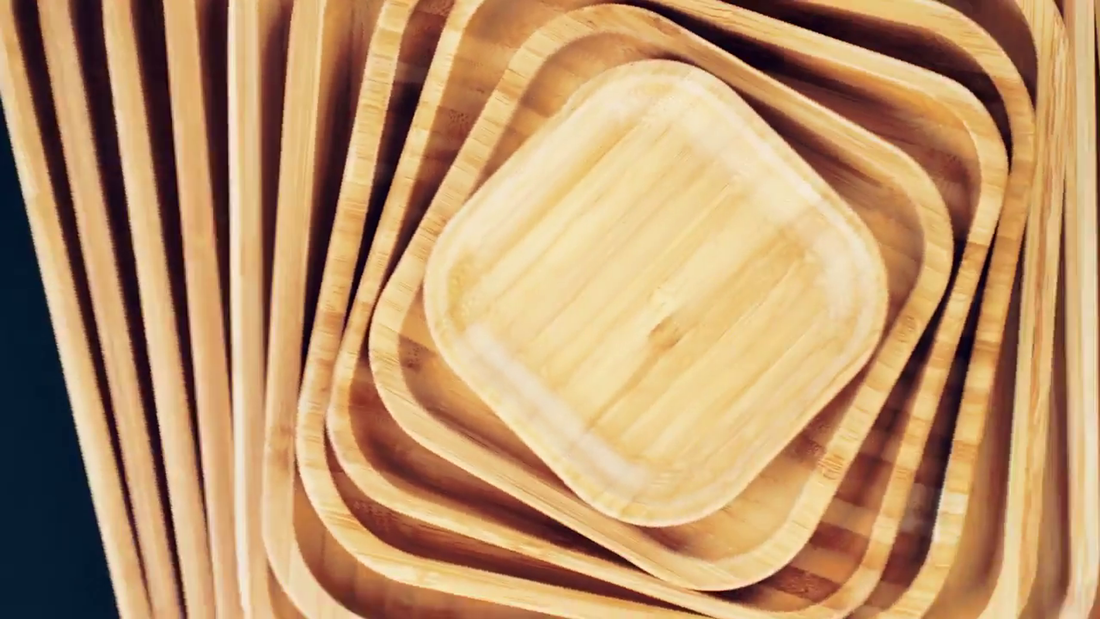 Wilmax Bamboo Square Serving Tray, 4 x 4 in
