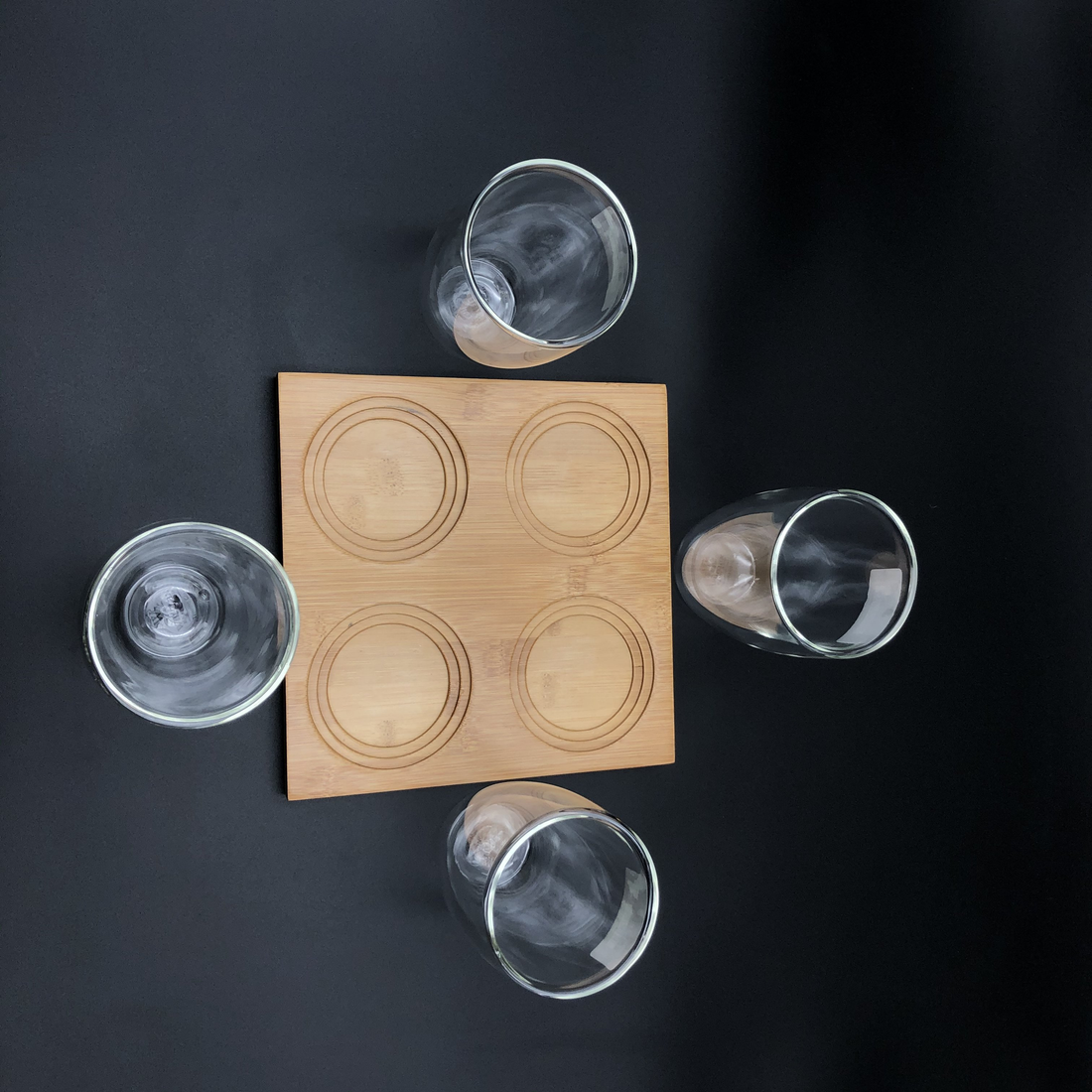 Wilmax 4-Section Bamboo Tray & Thermo Glass Set