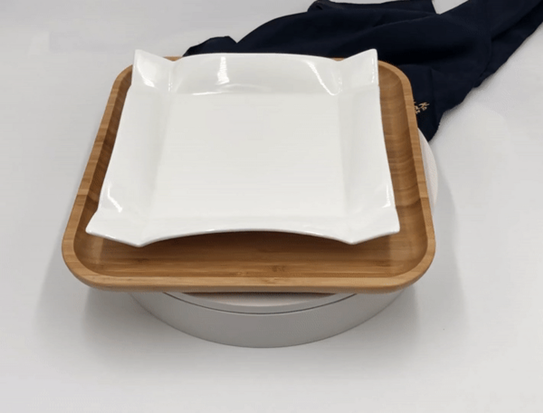 Wilmax Square Bamboo and Porcelain Dinnerware Set