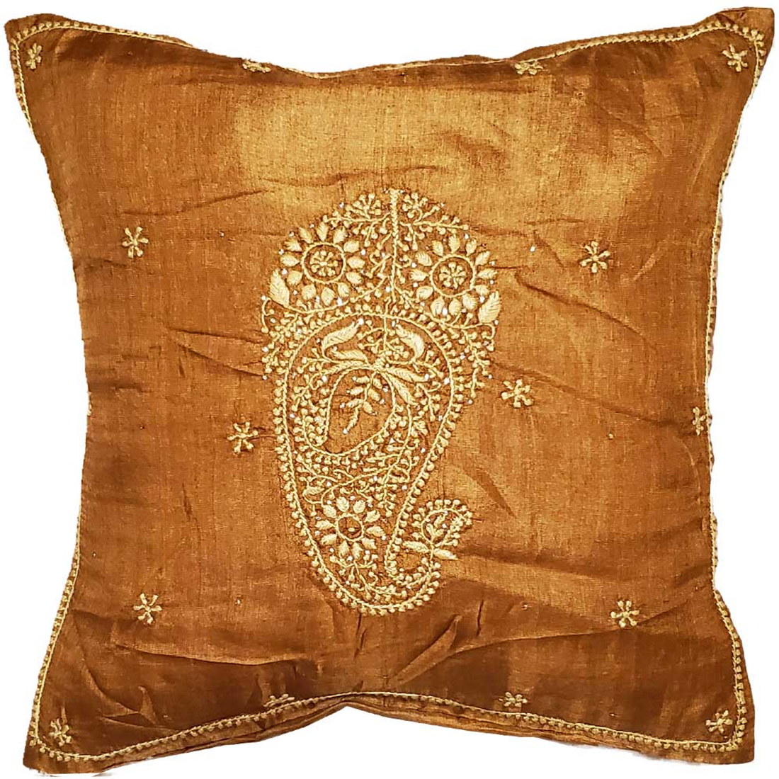 Brinda Embroidery Silk Cushion Cover, 16 x 16 in