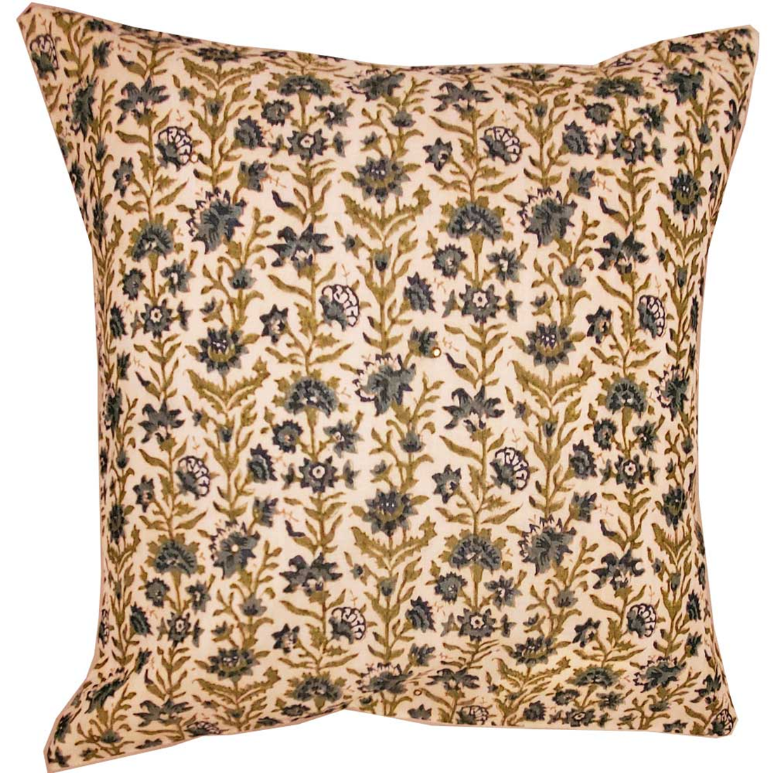 Floral Garden Chanderi Print Cushion Cover, 16 x 16 in