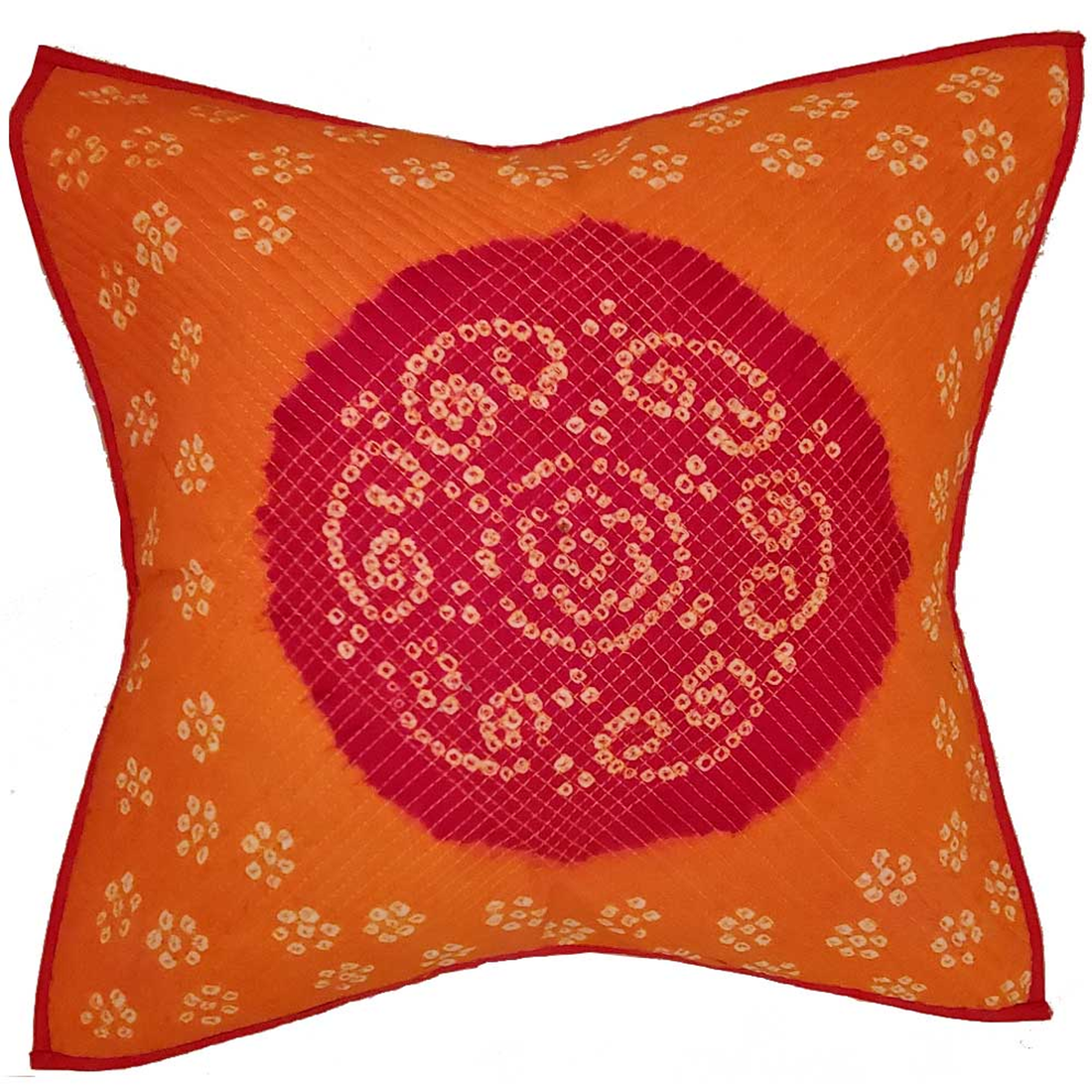 Bandhini Print Cotton Cushion Cover, 16 x 16 in