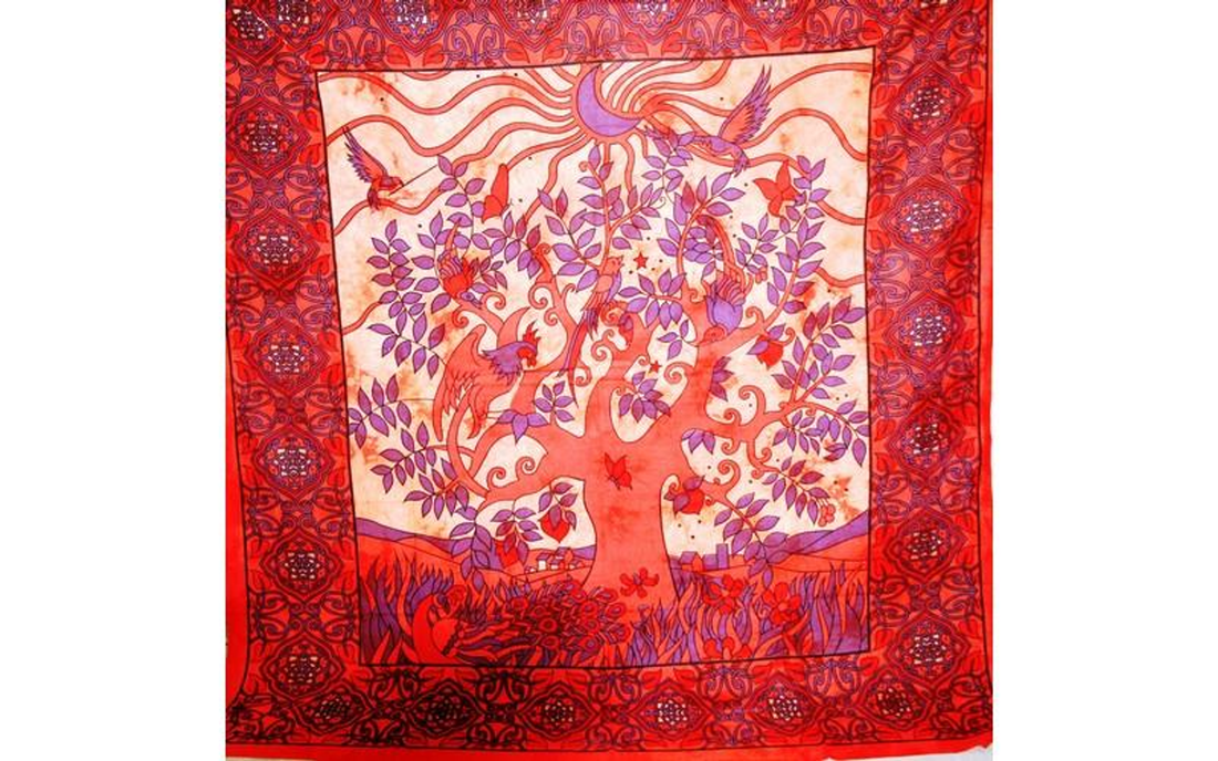 Crescent Moon Garden Botanical Wall Tapestry