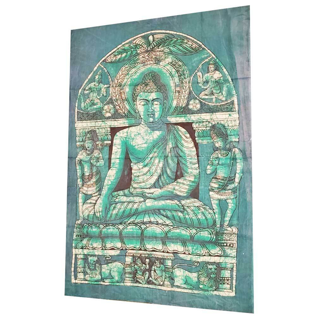 Batik Buddha in Enlightenment Vintage Tapestry Banner