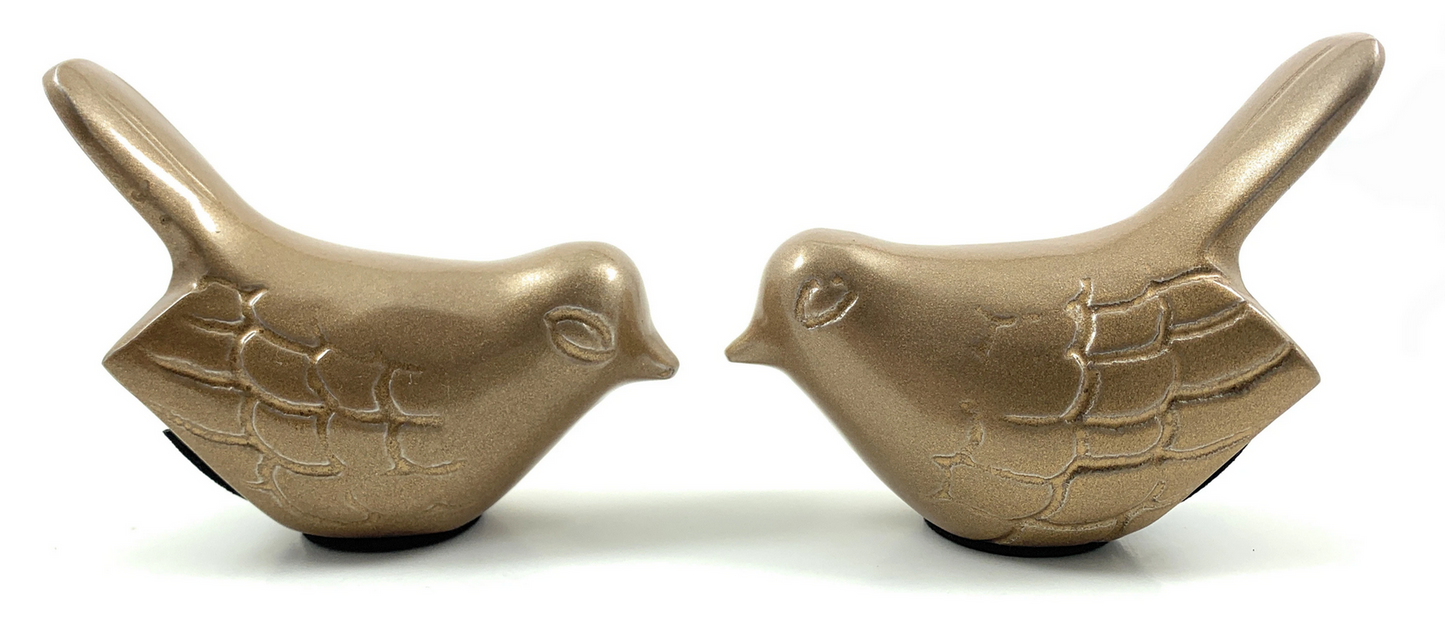 Vibhsa Bird Figurines of Health & Happiness, Gold, Set of 2 (3.5-Inch)