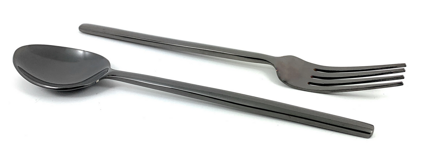 Vibhsa Dinner Forks & Tablespoons, 8 Pieces, Black Glossy