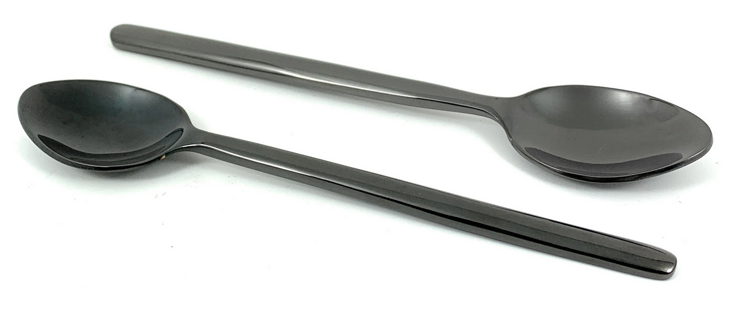 Vibhsa Dessert Spoons, Set of 6, Black Glossy Stainless Steel