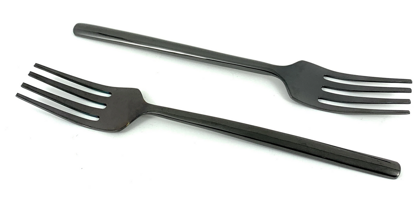 Vibhsa Salad Forks, Set of 6, Black Glossy Stainless Steel