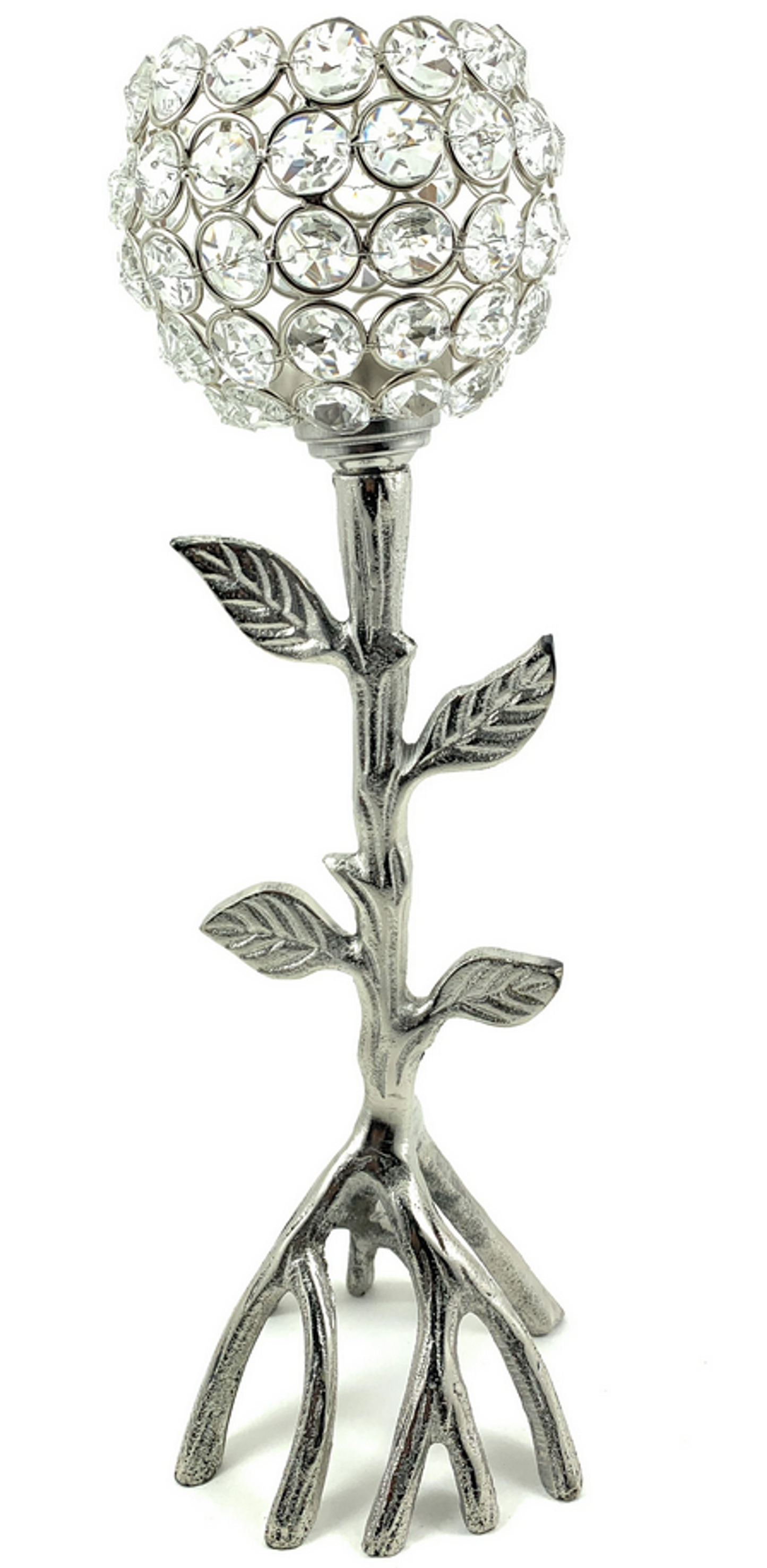 Vibhsa Hurricane Crystal Tealight Candle Holder, 14-Inch