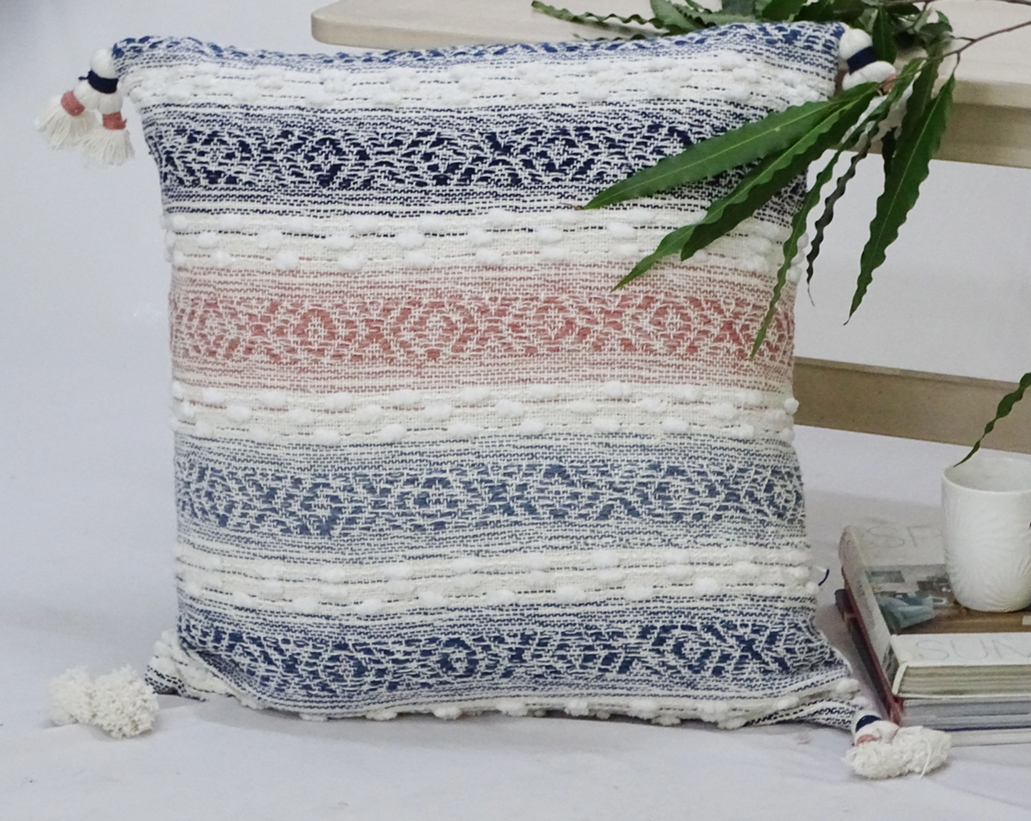 Chicos Home Tasseled Throw Pillow for Sofa, 22 x 22 Inch
